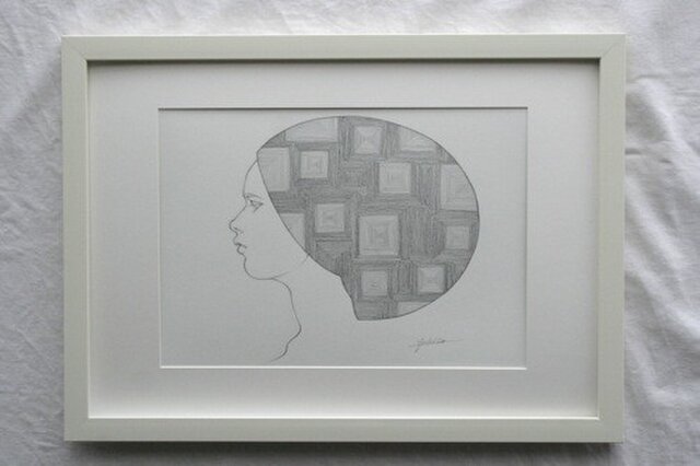 鉛筆画【hair】*08 額入りの画像1枚目