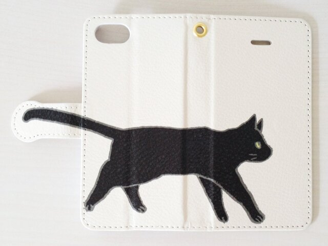 まっくろ黒猫しっぽスマホケース/手帳型の画像1枚目