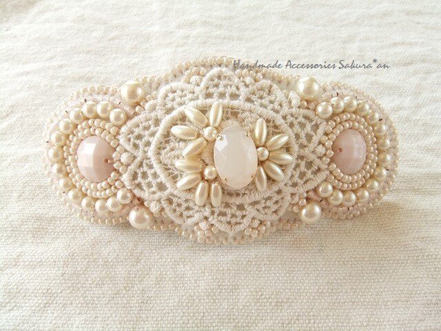 sold/繊細レースのバレッタ(K0439)の画像1枚目