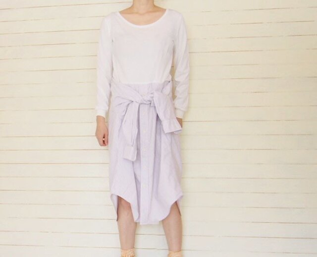 whitepurple シャツリメイク ワンピースの画像1枚目
