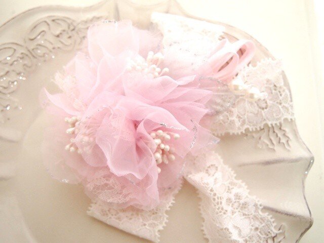 卒園・入学・結婚式に桜色の可愛いコサージュ・ピンクの画像1枚目
