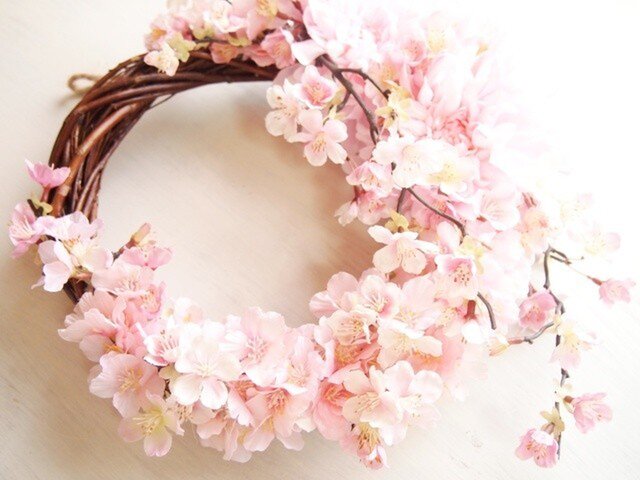 憧れの桜色満開♪桜の花のリースの画像1枚目