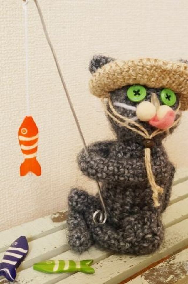 釣り猫(グレー)の画像1枚目