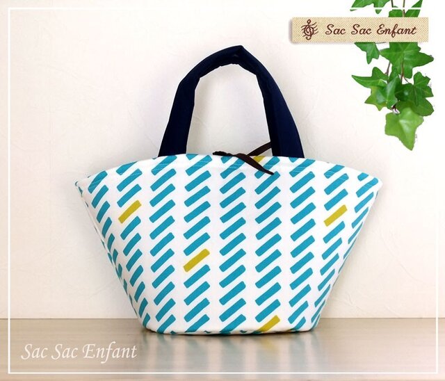 【Sサイズ】Sac de panier サックドパニエ(カゴ型バッグ)Ligne(リーニュ)スカイブルー×マスタード『送料無料』の画像1枚目