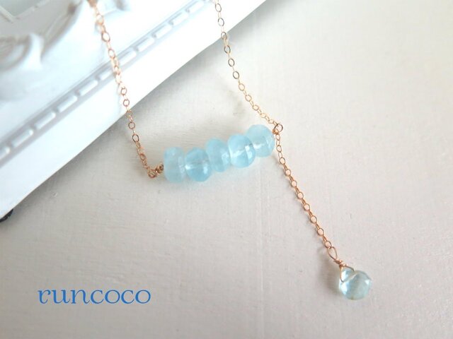 sold 14kgf アクアマリンのしずく ネックレスの画像1枚目
