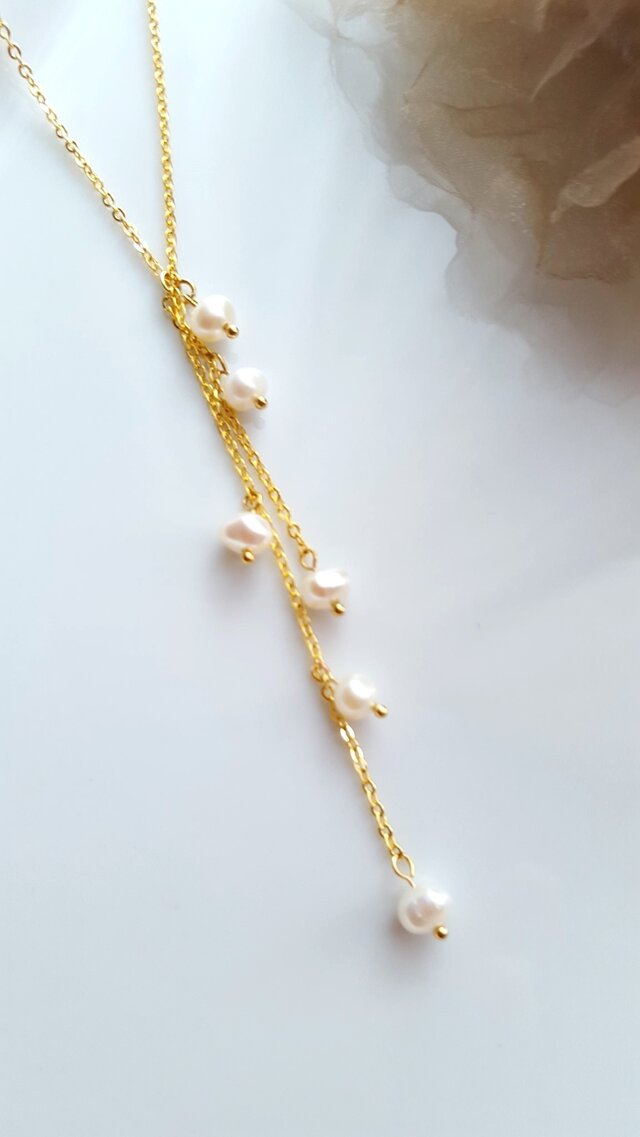 24Kgf 淡水パールのロングネックレス