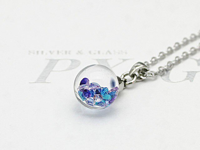 Bijou glass Ball Pendant ブルー・パープル・ピンク・アイスブルーカラーの画像1枚目