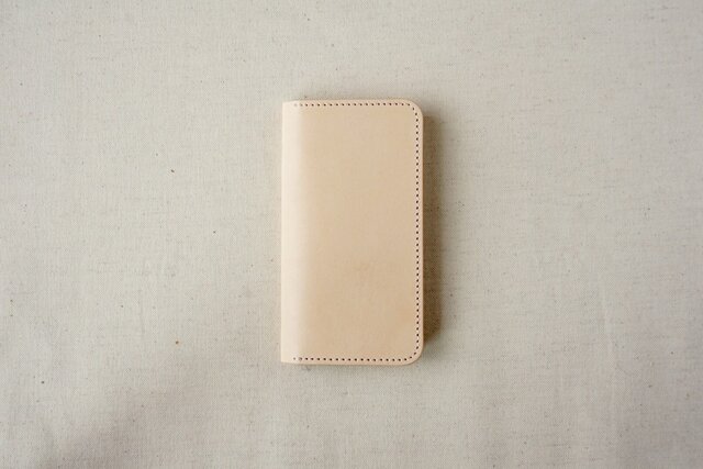 牛革 iPhone SE/5/5sカバー ヌメ革 レザーケース 手帳型 ナチュラルカラーの画像1枚目