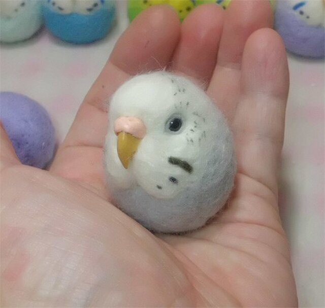 セキセイインコ オパーリン・モーブ☆マグネット/ブローチどちらか選択