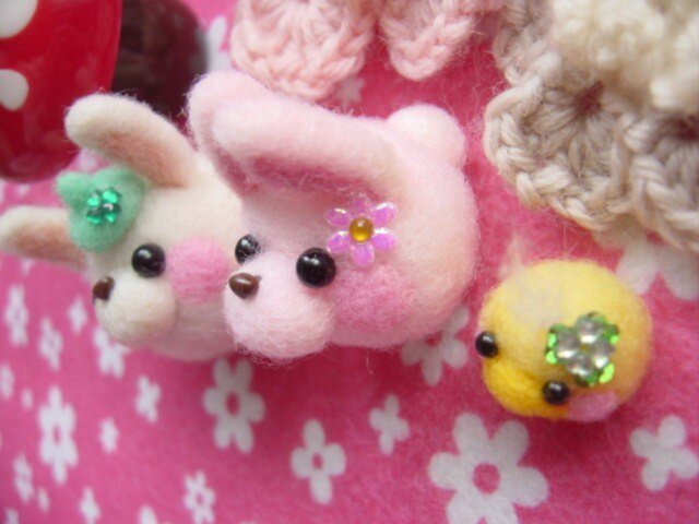 羊毛フェルト イースターうさぎちゃんひよこちゃん3点セット☆彡