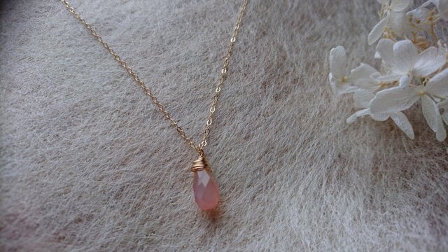 ピンクカルセドニーネックレスNO25-2205 ピンクカルセドニーネックレス