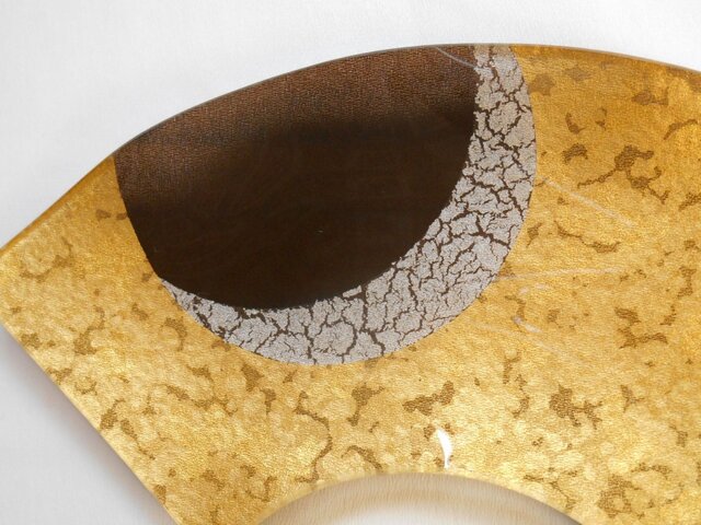 なるみ 扇形皿セット 金色装飾 金彩ガラス皿 扇形 月に迷彩 純金箔・ﾌﾟﾗﾁﾅ箔 飾り皿 | iichi