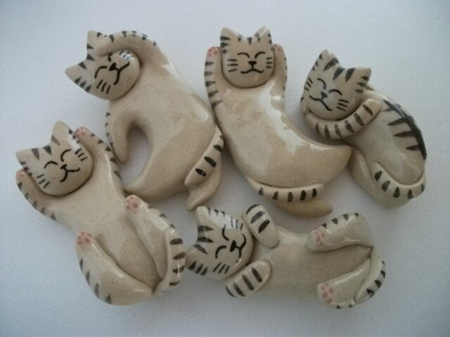 猫の箸置き5個セット(サバトラミックス)の画像1枚目