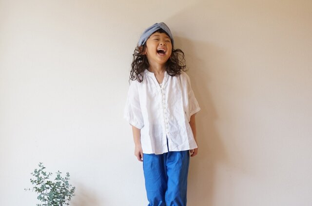 French Linen blouse kids 90,100sizeの画像1枚目