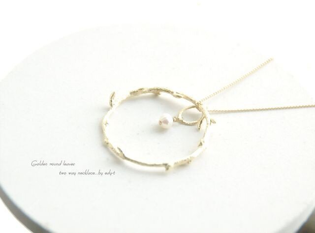 edy-t■golden round leavesネックレスの画像1枚目