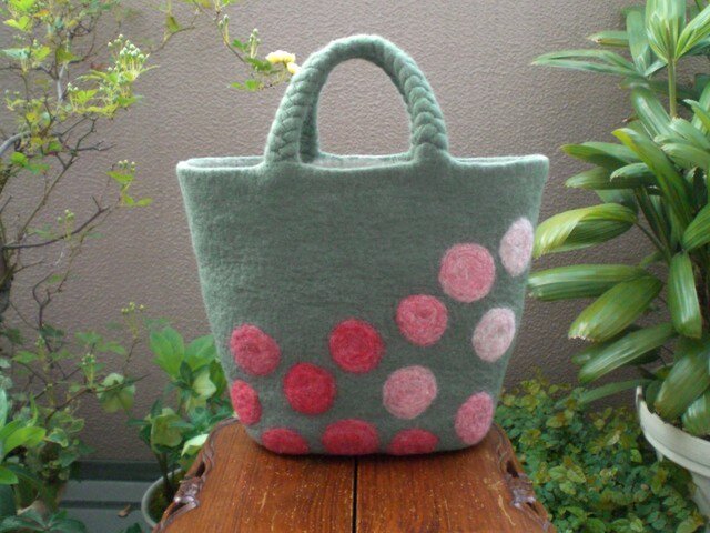♪sale マルシェ型トート 春の花畑の画像1枚目