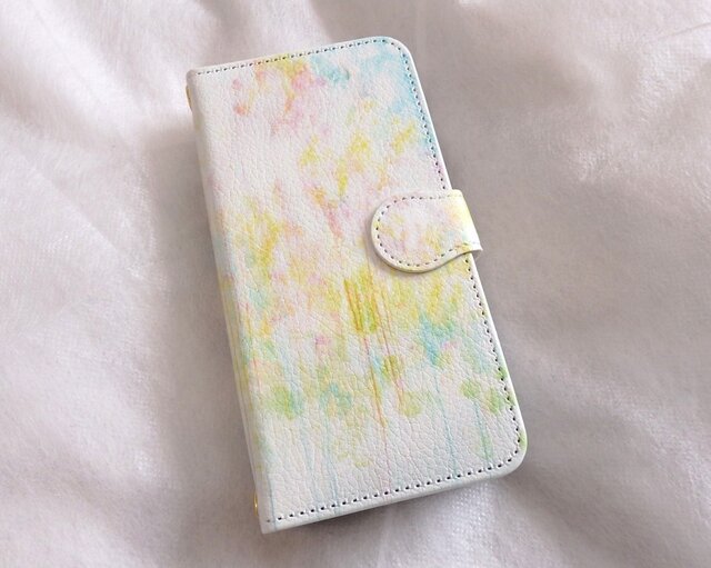 各機種対応 空から降るリボンの花束 手帳型スマートフォンケース【受注制作】の画像1枚目