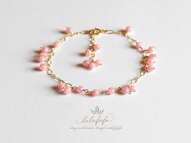 Brillant Bouquet◆Rose◇揺れるブレスレット~アルゼンチン産インカローズの画像1枚目