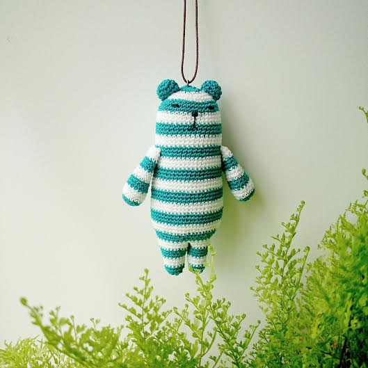 amigurumi * クーマmini(グリーン×白)の画像1枚目