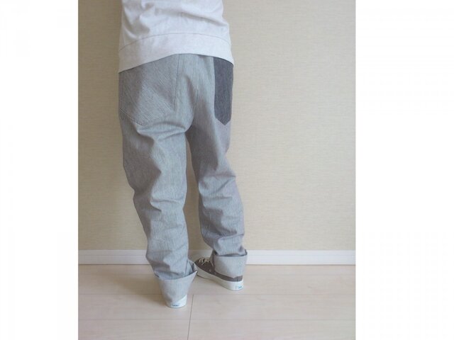 ※オーダー品※綿のゆるパンツ118(ヒッコリー)の画像1枚目