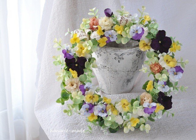 すみれ と 麦わら菊:wreathの画像1枚目