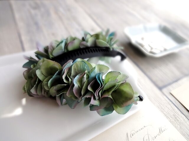 バナナクリップ ■ 紫陽花の花びら ■ アクアグリーンの画像1枚目