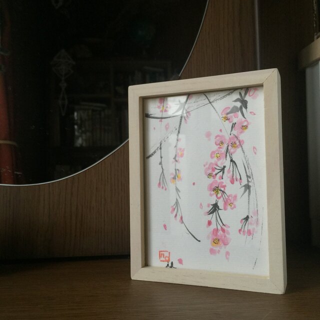 【monokli】季節の花の水墨画〜春の枝垂れ桜〜の画像1枚目