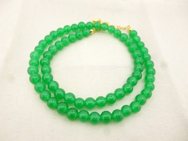 【Sold】グリーンジェード*シンプルネックレスの画像1枚目