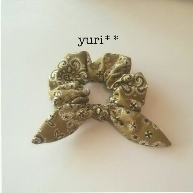 バンダナ結シュシュ (ディープベージュ)の画像1枚目
