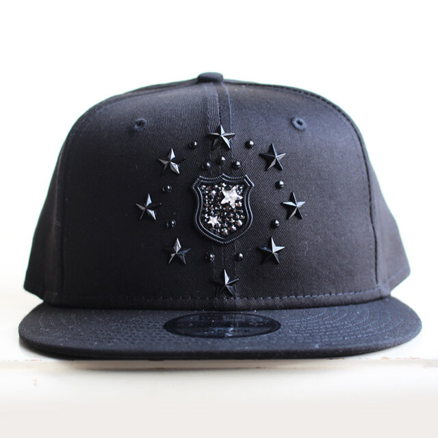 送料無料】カスタムニューエラスナップバックキャップ9FIFTY(スターエンブレム/黒)F-66の画像1枚目