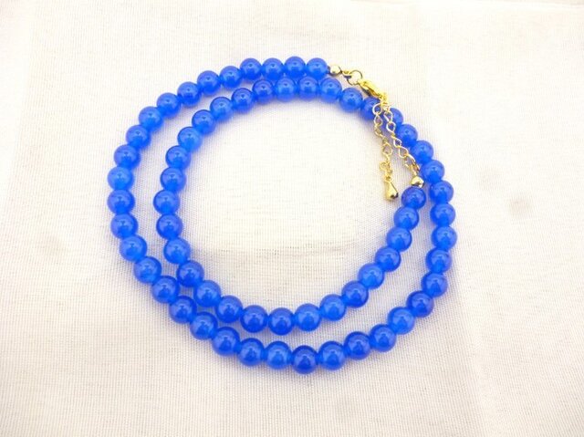 【Sold】ブルージェード*シンプルネックレスの画像1枚目