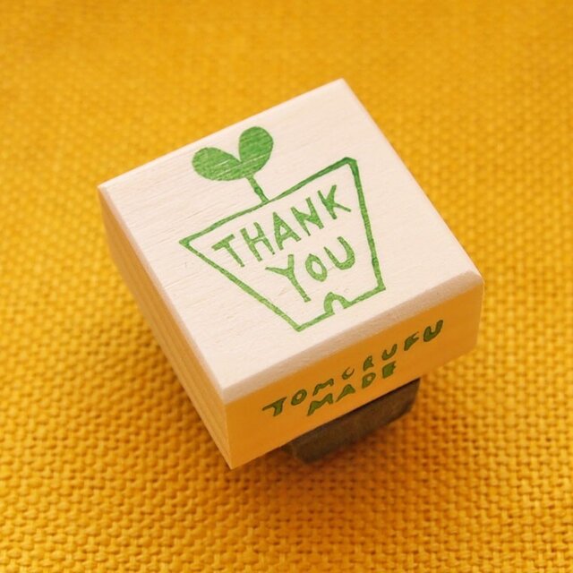 消しゴムはんこ「わかばの植木鉢」の画像1枚目