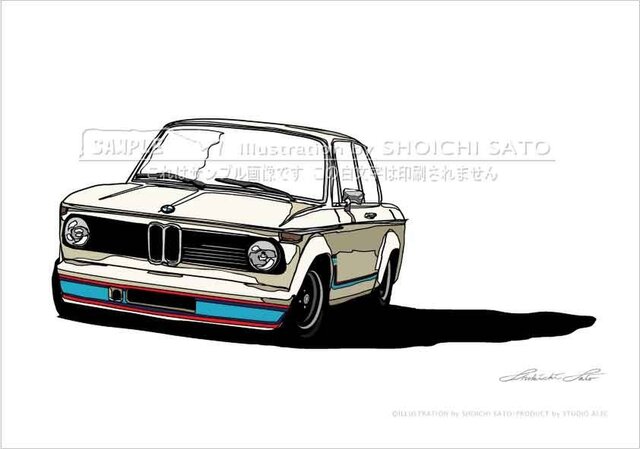 BMW 2002ターボ カーイラストポスター(A4サイズ) | iichi 日々の
