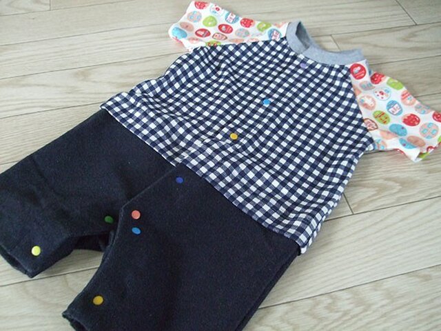 size80 セパレート風カバーオール(チェック)の画像1枚目