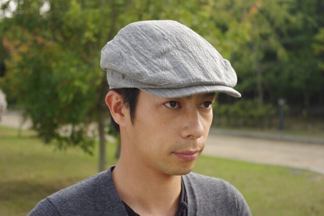 墨染×白ハケ生地のハンチングの画像1枚目