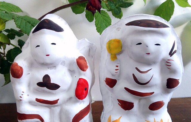 福の神 ペア 土人形の画像1枚目