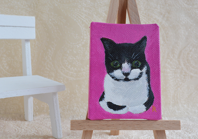 しろくろ猫/ねこのちいさな絵の画像1枚目