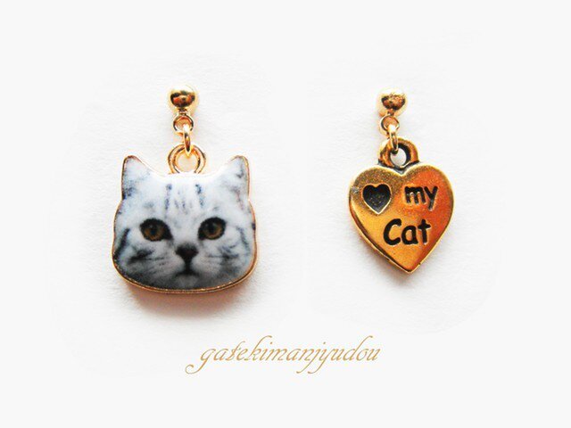 My Cat アメショ♥ピアス【イヤリング変更可】の画像1枚目