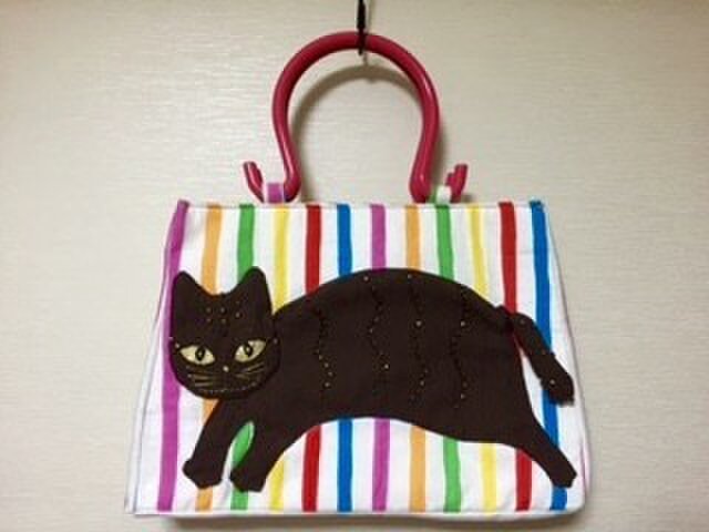 猫アップリケトートバッグの画像1枚目