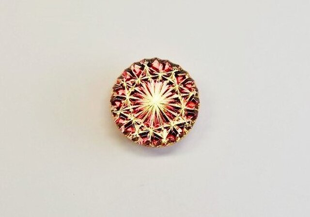 東京切子帯留め ひまわり 金赤・ゴールドの画像1枚目