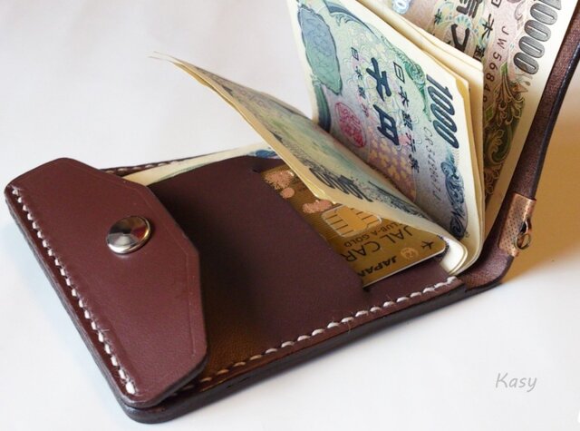 薄型シンプル札ばさみ MC-03 マネークリップ ヌメ革赤茶 | iichi 日々