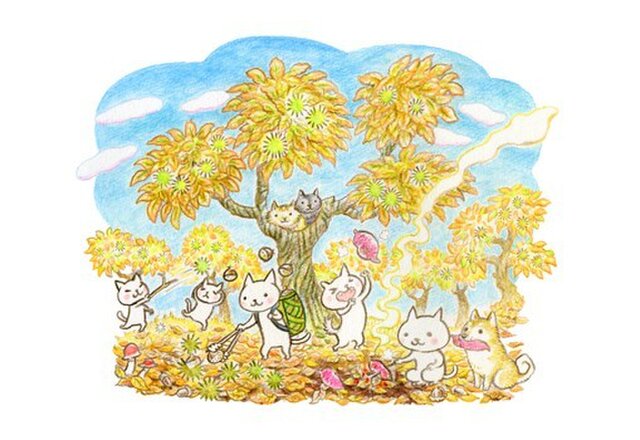 ねこさんポストカード 9月 10月（2枚セット） | iichi 日々の