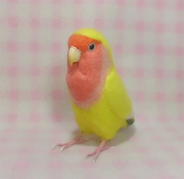 ライフサイズ♪ コザクラインコ チェリー系イエロー 羊毛フェルト 受注