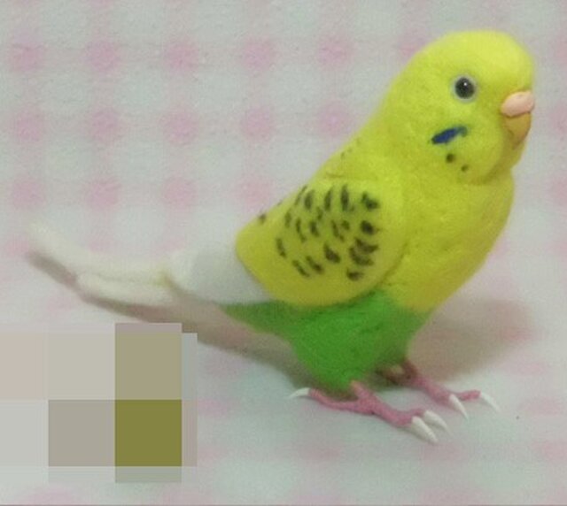 ライフサイズ♪ セキセイインコ イエローハルクイン羊毛フェルト