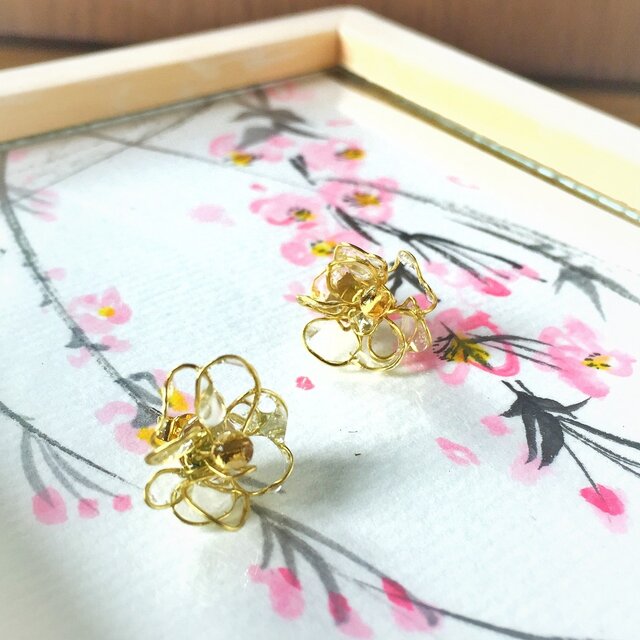 【noilmok】weeping cherry~枝垂れ桜のピアス~の画像1枚目