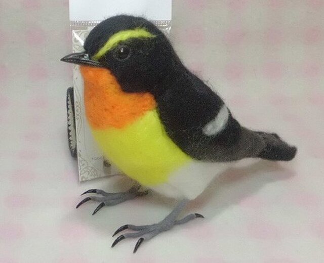 キビタキ ライフサイズ♪ 羊毛フェルト 受注作成 野鳥シリーズ 羊毛