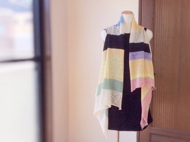 コットンとリネンの機械編みジレ Spring A 【受注製作】の画像1枚目