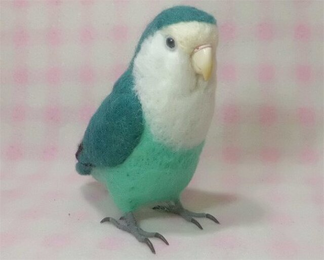 リアルサイズ♪ コザクラインコ コバルトグリーン 羊毛フェルト 受注