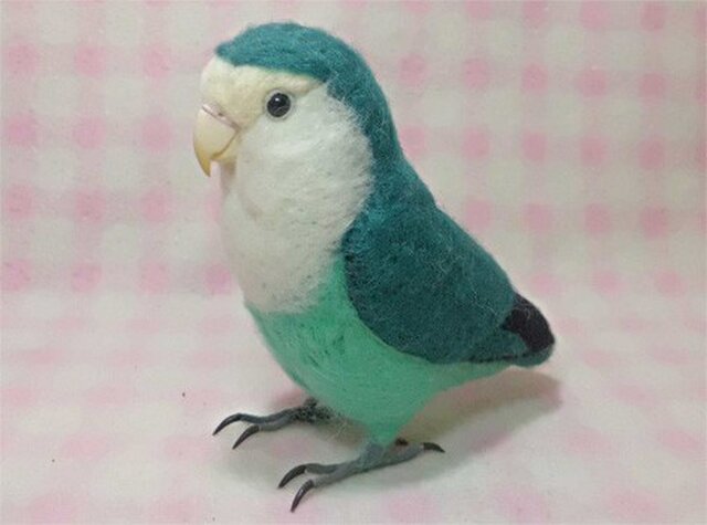 リアルサイズ♪ コザクラインコ コバルトグリーン 羊毛フェルト 受注