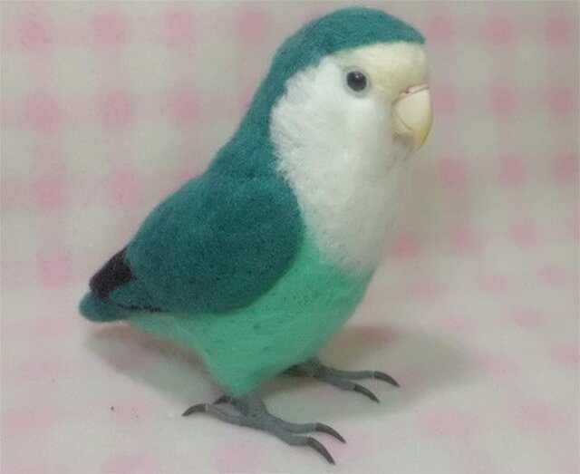 リアルサイズ♪ コザクラインコ コバルトグリーン 羊毛フェルト 受注